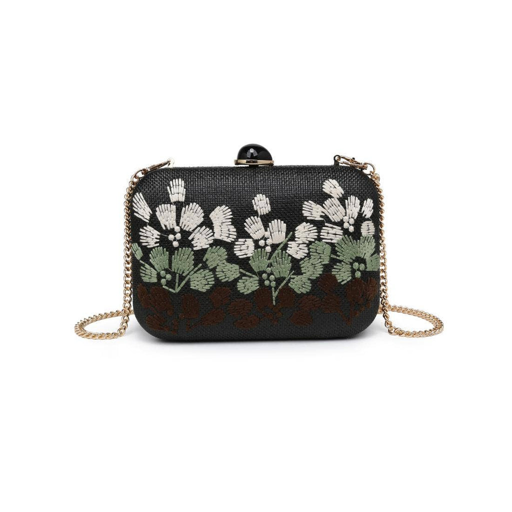 Black Floral Evening Clutch