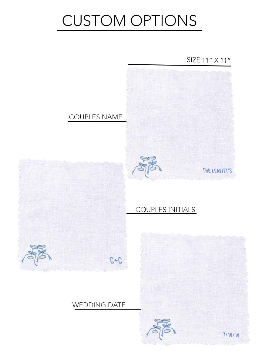 Champagne Glass Embroidered Handkerchief
